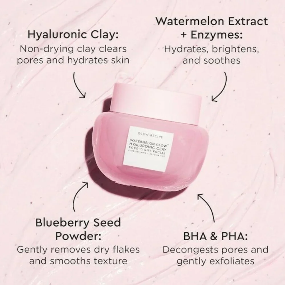 GLOW RECIPE Watermelon Glow Hyaluronic Clay Pore Tight Facial  - Fukk Size 60 ml
